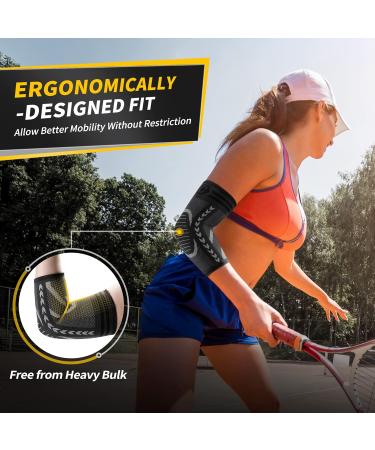 CAMBIVO Elbow Support - 1 Pair, Tennis & Golfers Elbow Sleeve for Men & Women, Arm Compression Brace for Sports, Pain Relief - Black - Buy Online on GoSupps.com