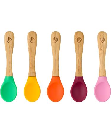 Bamboo Baby Weaning Spoons Set of 5 | Soft Silicone Tips | Easy Grip Handles | BPA-Free - Buy Online on GoSupps.com