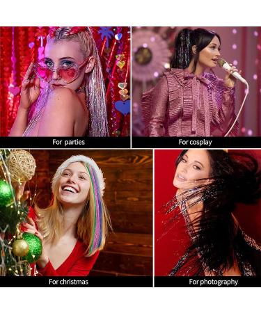 Iriisy Feather Hair Extensions & Tinsel Kit - 51 Pieces, 25 Colors - Sparkling Synthetic Hair Accesories for Christmas, Women, Cosplay - Buy Online on GoSupps.com