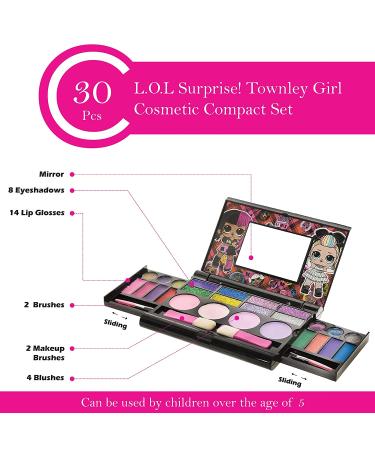 L.O.L Surprise! Townley Girl 30-Piece Cosmetic Compact Set | Safe, Non-Toxic Makeup Kit for Girls with Lip Glosses, Eye Shadow, Blushes, and Brushes - Buy Online on GoSupps.com