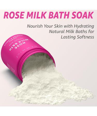Calming Rose Coconut Milk Bath Soak | Moisturizing Spa Salt Powder for Stress Relief | Perfect Gifts for Women - Birthday & Christmas - Buy Online on GoSupps.com