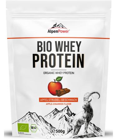 Alpenpower Bio Whey Protein Apple Strudel 500 g - 100% natural ingredients & without additives - High -quality CFM protein powder made of the best organic alpine milk apple strudel 500 g (1 Pack) - Buy Online on GoSupps.com