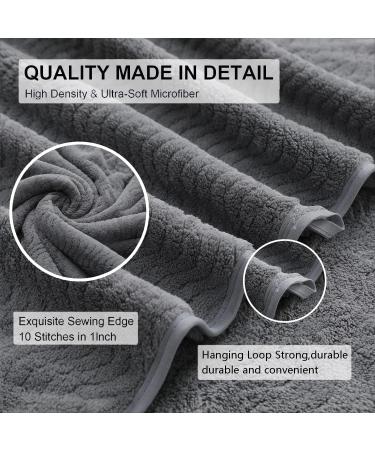 Premium Grey Microfiber Washcloths Set 13x13 - Quick Dry & Highly Absorbent for Bathroom, Hotel, Spa - 4 Pack - Buy Online on GoSupps.com