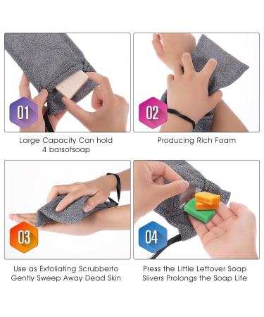 WLLHYF 6 Pack Soap Exfoliating Bag Set - Mesh Body Scrubber & Foam Sponge for Shower - Men & Women - Buy Online on GoSupps.com