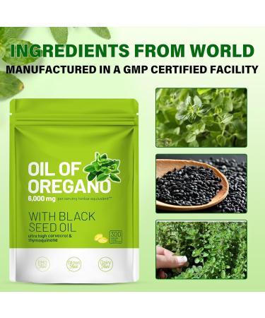 Trihood Oil of Oregano and Black Seed Oil Softgels 300 Max Strength Carvacrol Thymoquinone Blend Helps Support Immune System Digestive & Respiratory Function Made in USA - Buy Online on GoSupps.com