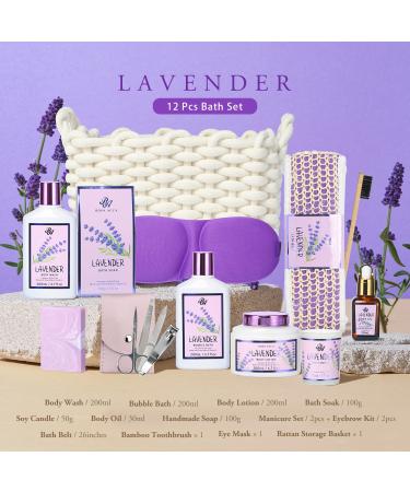 Luxurious Lavender Bath and Body Gift Set for Women & Men - Spa Essentials Shower Gel Bath Bombs Lotion Mug & More - Buy Online on GoSupps.com