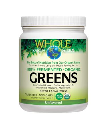 Whole Earth & Sea from Natural Factors Organic Fermented Greens Vegan Whole Food Supplement Unflavored 13.8 Oz Unflavored 13.8 Ounce (Pack of 1)