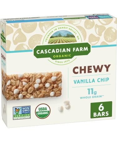 Cascadian Farm Organic Vanilla Chip Chewy Granola Bars, 6 Bars, 7.4 oz. Granola Bar Vanilla Chip 6 Count (Pack of 1)