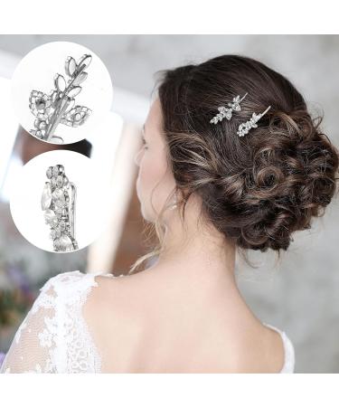 Tyqour 4 Pieces Rhinestone Wedding Hair Pins Silver Bridal Hair Clip Rhinestone Glitter Hair Clips Diamond Crystal Hair Accessories Bling Decorative Hair Clips - Buy Online on GoSupps.com