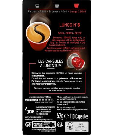 Senseo Capsules Lungo N 6 10 Aluminum Capsules Compatible with Nespresso Machines 52 g - Buy Online on GoSupps.com