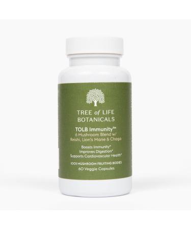 Tree of Life Botanicals - Immunity Mushroom Complex - Reishi Lion s Mane Chaga Cordyceps Turkey Tail Shitaake - Immune System Support Inflammatory Response Digestion Brain Support (60 Count)