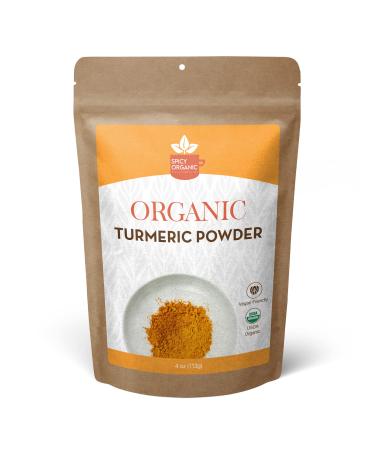 SPICY ORGANIC Turmeric Root Powder - USDA Certified Organic - Non-GMO Turmeric Curcumin Powder - 4 OZ 4OZ