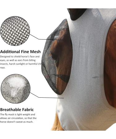 Harrison Howard Super Comfort Stretchy Fly Mask - UV Protection Large Eye Space Breathable Gray - X-Large - Buy Online on GoSupps.com