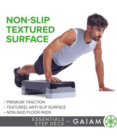 Gaiam Essentials Exercise Step Platform Aerobic Stepper Bench  Fitness Equipment Workout Deck with Adjustable Riser Height & Non Slip Textured Surface  Black - Buy Online on GoSupps.com