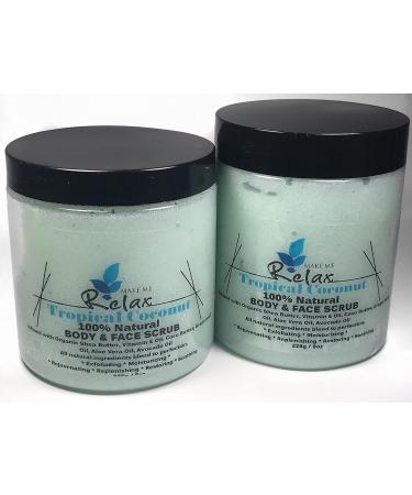 Tropical Coconut Sugar Scrub 8oz - Exfoliating Body & Face Scrub with Glove | International Shipping Available - Buy Online on GoSupps.com