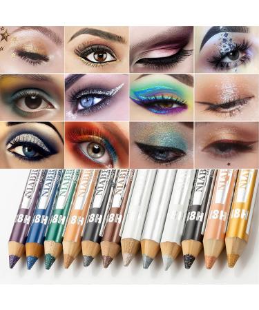 Buy Mimore 12 Color Eyeshadow Pencil Set - Glitter Waterproof Eyeliner & Luminous Shadow Stick - Professional Makeup for Stunning Eyes - Buy Online on GoSupps.com