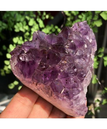 1pc Natural Amethyst Geode Quartz Cluster Crystal Heart Carving Specimen System Suitable for Home Crystal Cluster - Buy Online on GoSupps.com