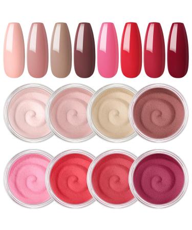 2G Dipping Powder Kit Nail Starter Nail 8PCS Dipping Powder System French Powder No Needed Nail Lamp Fast Dry Nail Art Manicure DIY Salon Gift Set for Women Girls DIY Nail Beginner Home Salon Gift color07