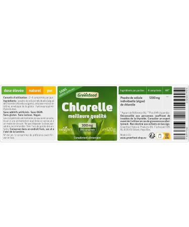Greenfood Chlorella 300 mg best quality 360 tablets no artificial additives vegan. - Buy Online on GoSupps.com