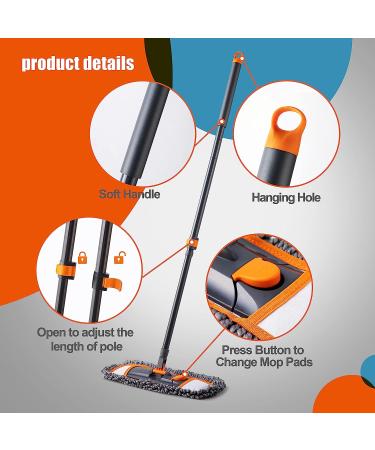 CLEANHOME Mops for Floor Cleaning with 3 Different Washable Mop Pads and Extendable 55 Long Handle  Multifunction Dust Mop for Hardwood Marble Tile Floor Mopping Mop two - Buy Online on GoSupps.com