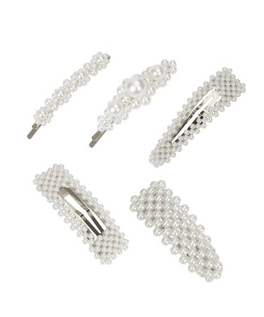Pearl hairpins artificial pearls hair clip silver vintage hair accessories decoration for women girls lady wedding engagement hair-styling 5 pieces splinters