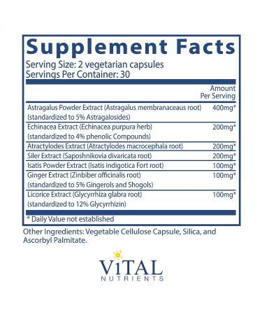 Vital Nutrients Immune Support - Herbal Formula - 60 Vegetarian Capsules - Buy Online on GoSupps.com