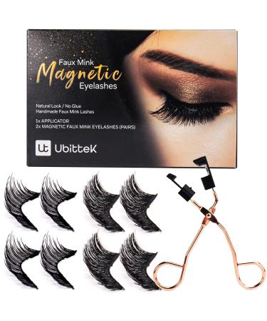 Reusable Dual Magnetic Eyelashes NO Eyeliner or Glue Needed  Magnets False Eyelashes  Soft 3D Fake Lashes Extension with Tweezers  Natural Look Eyelashes Set with 8 Pieces / 2 Pairs