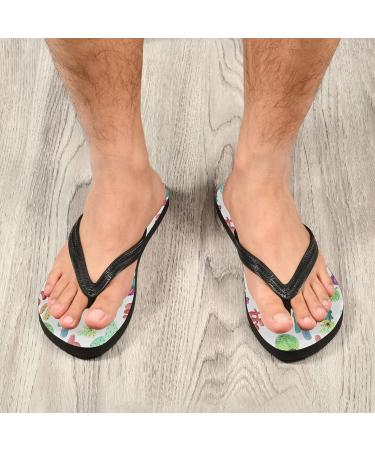Mnsruu Tropical Cactus Flower Flip Flops for Men & Women | Home Hotel Spa & Travel Comfort - Buy Online on GoSupps.com
