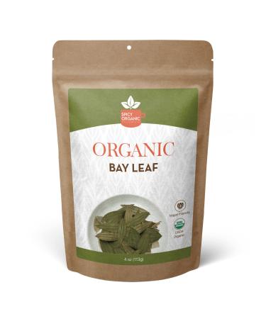 SPICY ORGANIC Bay Leaf - 100% Pure USDA Organic - Non-GMO, Gluten-Free - Comes in a Resealable Pack - Non-Irradiated Naturally Dried Whole Leaves- 57 Servings Per Container, 4 Oz (113 grams) 4 Ounce (Pack of 1)
