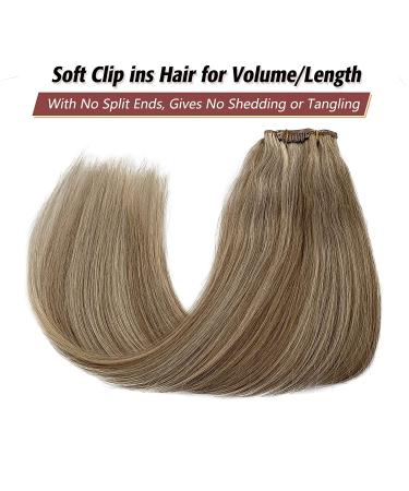 20 Inch Real Human Hair Extensions - Platinum Blonde Highlights Clip-In 70g, 7pcs - Remy Ash Brown #8P60 - Buy Online on GoSupps.com