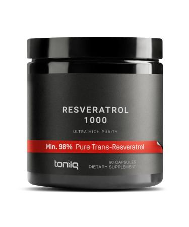 Ultra High Potency Third-Party Tested Trans Resveratrol 1000mg - 98% Pure Highly Purified and Bioavailable - Resveratrol Polygonum Root Extract - 60 Capsules
