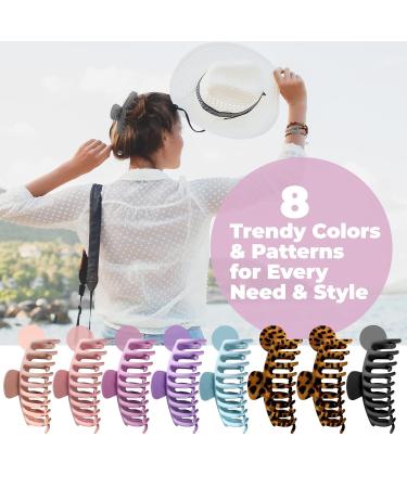 Premium Big Claw Clips (8 Pack) for Women - Ideal for Thick or Thin Hair | Strong and Stylish Hair Claw Clips for Easy Styling - Buy Online on GoSupps.com