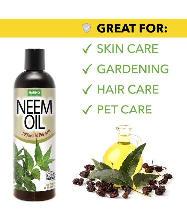 Harris Neem Oil 100% Cold Pressed Concentrate for Plant Spray - High Azadirachtin Content - OMRI Listed for Organic Use - 12oz - Buy Online on GoSupps.com