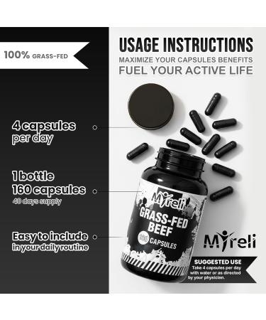 MYRELI Grass-Fed Beef Organ Complex 8 Organs with Liver Heart Kidney Brain Spleen Pancreas Lung & Thymus Plus Collagen Source of Proteins Amino Acids & Nutrients Non-GMO 160 Capsules - Buy Online on GoSupps.com