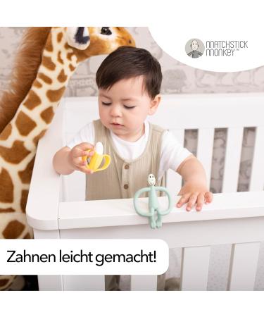 Matchstick Monkey Gift Set: Bite Rings Antimicrobial Dental Aid & Gel Applicator - BPA-Free Easy to Grasp for Babies 3+ Months - Banana & Mint - Buy Online on GoSupps.com