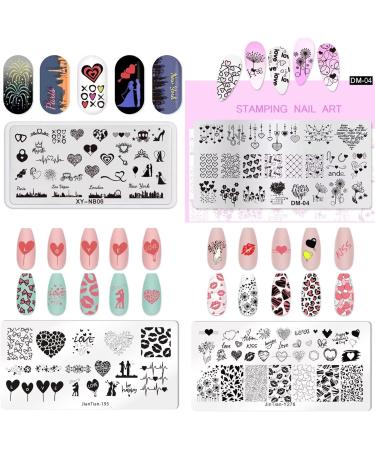 RUNRAYAY 4Pcs Love Series Nail Stamping Plates for Nails Image Valentine's Day Theme Nail Templates Nail Stencils for Nails Art Stamping Kit Nail Stamp Plates Set Printing Tools for Women Girls DIY - Buy Online on GoSupps.com