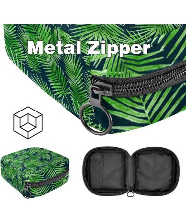 Buy Tropical Green Leaf Menstruation Pad Bag with Zipper - Stylish & Spacious Women's Napkin & Tampon Collection Bags - Buy Online on GoSupps.com