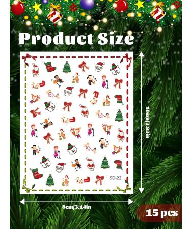 EBANKU 15 Sheets Christmas Nail Art Stickers Decals Self-Adhesive Nail Art Stickers 3D Xmas Santa Claus Snowflakes Nail Stickers for Women Girls Kids Manicure DIY -B - Buy Online on GoSupps.com