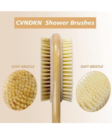 Bamboo Handled Shower Brushes for Exfoliating and Body Massage - Soft and Hard Natural Boar Bristles - Ideal for Back and Whole Body Scrubbing - Buy Online on GoSupps.com
