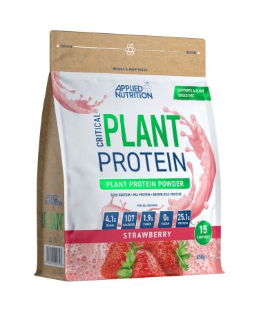 Applied Nutrition Critical Plant Protein - Vegan Protein Powder Plant Based Supplement (450g - 15 Servings) (Strawberry)