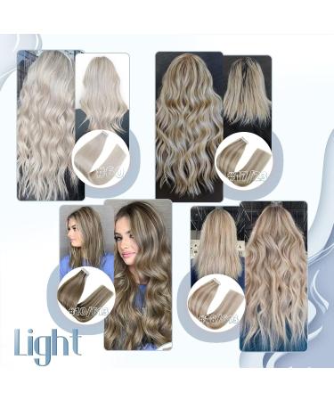 Buy Hetto Real Hair Extensions Tape Blonde & Ash Blonde Highlights | 45cm 50g Remy Hair Tapes for Effortless Style - Buy Online on GoSupps.com