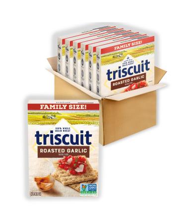 Triscuit Roasted Garlic Whole Grain Wheat Crackers, Family Size, 12.5 oz - Pack of 6
