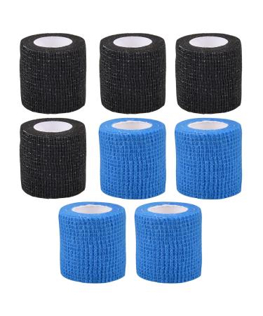 Fikiro 8 Self -adhering bandage self -adhesive association Cohesive Paving Association Dog animal fixing association adhesive bandage for fingers hand toes and feet 5cm x 4.5m (black/blue)