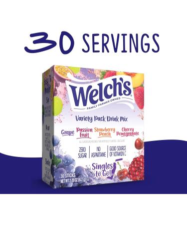 Welch's Singles To Go Variety Pack Watertok M lange de boissons en poudre contient 4 saveurs : raisin fruit de la passion p che fraise grenade cerise 1 bo te (30 portions) - Buy Online on GoSupps.com