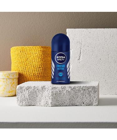 Nivea Men Roll On Anti Perspirant 1.7oz, Pack of 3 - Fresh Active Ocean Extracts, 48hr Protection - Buy Online on GoSupps.com