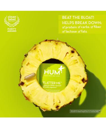 HUM Flatter Me Digestive Enzymes - Bloating Relief with Ginger, Fennel Seed & Peppermint - 60 Capsules - Buy Online on GoSupps.com