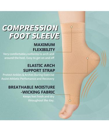 2 Pack Ankle Brace Compression Support Sleeve - Nude, Large-X-Large (2 Pairs) - Best Open Toe Socks for Plantar Fasciitis & Arch Support - Buy Online on GoSupps.com