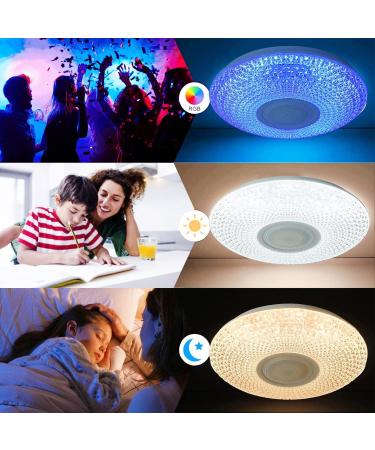 WYQSX 36W Bluetooth Ceiling Lamp - Dimmable RGB LED Light for Children's Room & Living Room - Remote & App Control 38cm - Buy Online on GoSupps.com