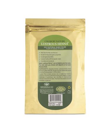 Buy Dark Brown Color by Nature Lustrous Henna 100g - 100% Natural Hair Dye for Vibrant Long-Lasting Color | Worldwide Shipping - Buy Online on GoSupps.com