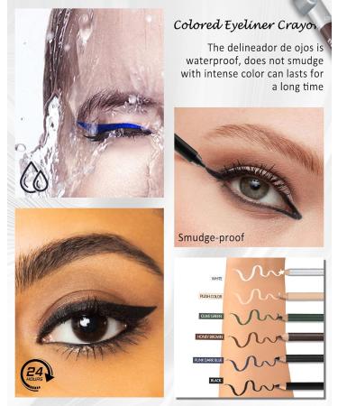 6 Colors Eyeliner Gel Pencil Set Waterproof Smudge proof Long Lasting Rich Color Nude Black Brown White Blue Green Eyeliner Pencil Waterline Multi-Use Cream Eye Liner Brightener Pen with Sharpener Set (6 Colors) - Buy Online on GoSupps.com
